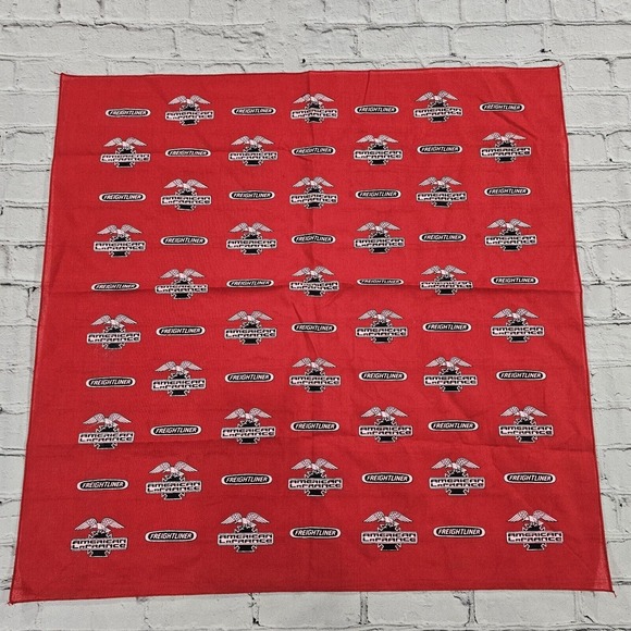 Vintage Freightliner LaFrance Red Bandana Handkerchief Y2K Trucking - Picture 1 of 4